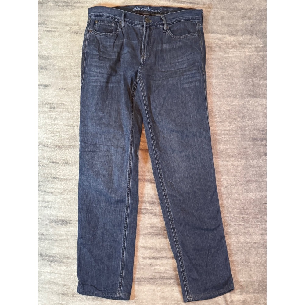 Eddie Bauer Flannel Lined Jeans Womens 8 Dark Wash Straight Leg Plaid Insulated
